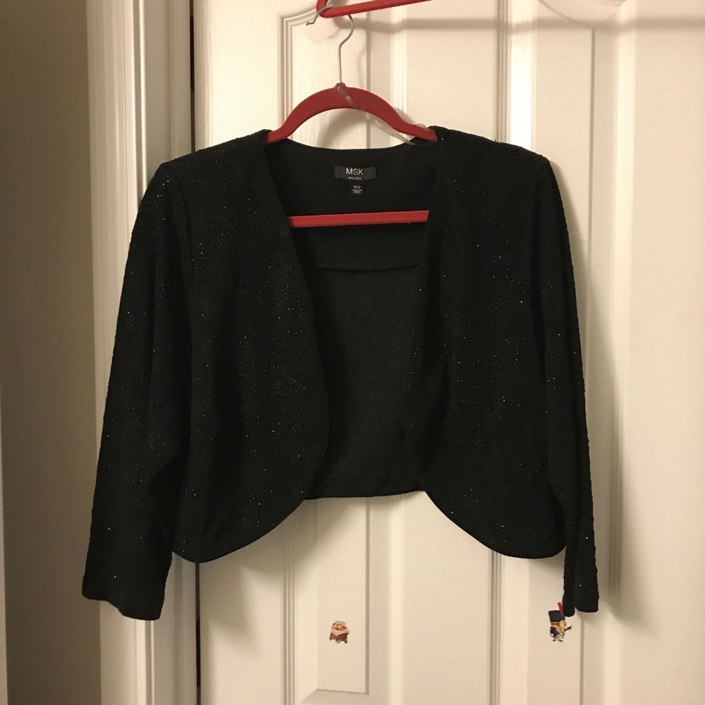 MSK Glitter Bolero Cropped Shrug Jacket